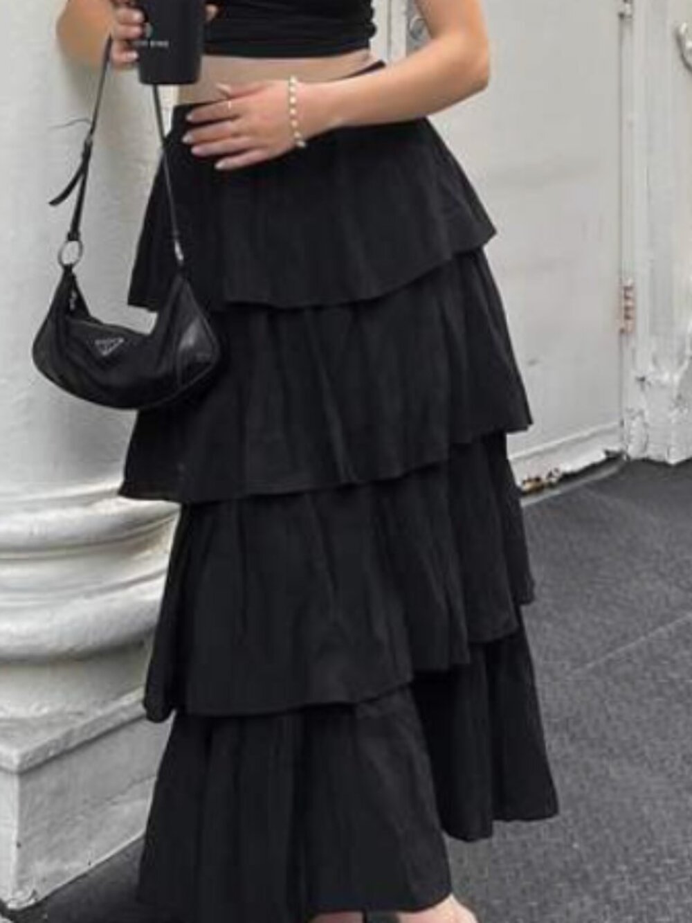 Abercrombie & Fitch Black Tiered Maxi Skirt